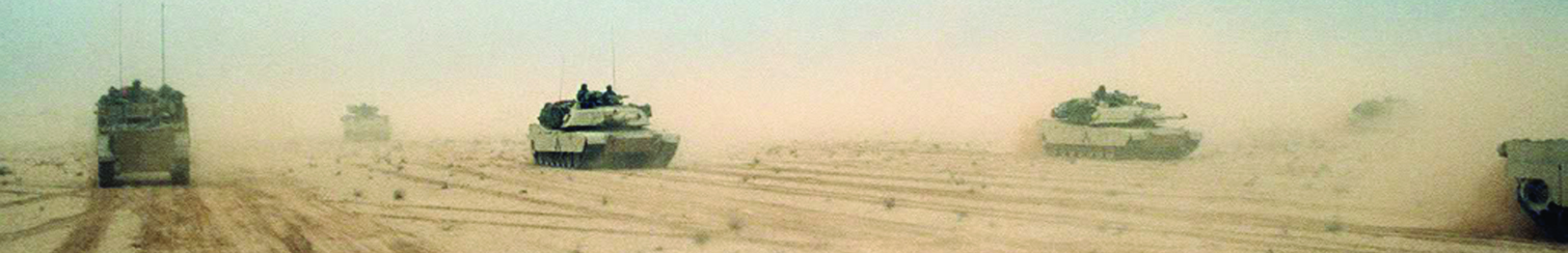 Image of U.S. tanks moving through desert corridors that DIA helped identify as optimal.